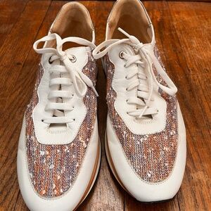 Aquatalia by Marvin K tweed shoes in a fun color combo of blue, white and purple